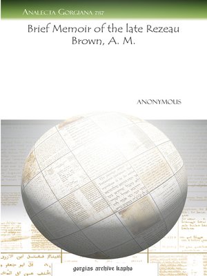 cover image of Brief Memoir of the late Rezeau Brown, A. M.